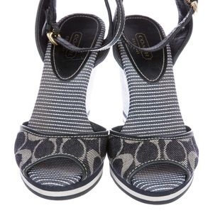 Coach Tawney Denim Ankle Strap Wedges